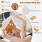 Kids Indoor Outdoor Play Tent with Padded Mat and Wood Frame 51.5-In Pine Wood Fabric Playhouse